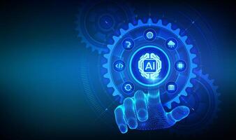 Digital hand interacting with AI technology vector