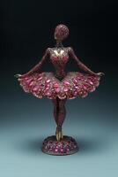 Ballerina figurine adorned with stunning gems showcases elegance and craftsmanship in vibrant colors, highlighting beauty and artistry of dance themed decor photo