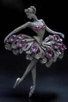 Intricate ballerina brooch adorned with radiant gems showcasing elegance and artistry in jewelry design, perfect for collectors and dancers alike photo