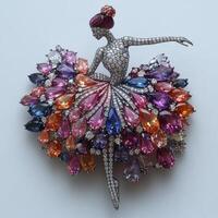 Delicate ballerina brooch adorned with colorful gemstones showcasing exquisite craftsmanship and vibrant hues, perfect for enhancing any jewelry collection and adding charm to outfits photo