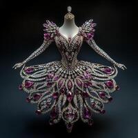 Exquisite ballerina brooch adorned with vibrant gems highlights intricate craftsmanship and artistry found in jewelry design, showcasing beauty and elegance in wearable art forms photo