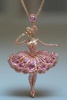 Ballerina pendant adorned with lustrous gems showcasing elegance and beauty in intricate jewelry design, perfect for ballet lovers seeking unique adornments for special occasions photo