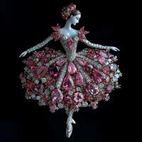 Ballerina brooch adorned with vibrant gems showcasing exquisite craftsmanship, perfect for jewelry enthusiasts and collectors who appreciate unique accessories celebrating elegance and grace photo