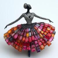 Elegant ballerina brooch adorned with vivid gems exemplifies artistic craftsmanship, showcasing a vibrant display of colors and intricate design in stunning jewelry form photo