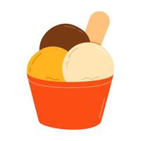 Ice cream in a paper cup. Sweet cold summer dessert. Flat isolated illustration vector