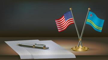 Flags on a table with a pen vector