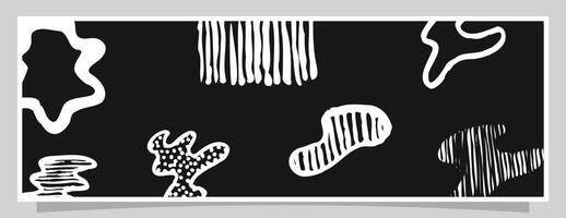 Abstract hand drawn scribble shapes horizontal shapes background. vector