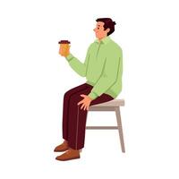 Man sitting with coffee cup vector