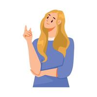 Pensive Woman Character Scratching Head Thinking and Considering Something Illustration vector