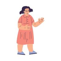 Cute Little Girl Character Standing and Smiling Illustration vector