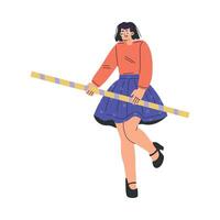 Woman Character with Big Cocktail Straw Illustration vector