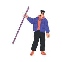 Man Character with Big Cocktail Straw Illustration vector