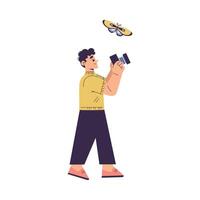 Boy Studying Insect Exploring Nature Take Photo of Butterfly Illustration vector