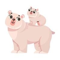 Bear Mom with Cub Polar Animal and Cold Arctic Fauna Illustration vector