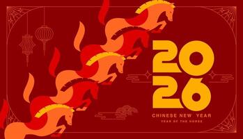 Chinese New Year 2026 simple linear , geometric shape vector