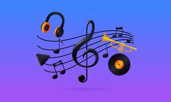 Musical notes and instruments illustration vector