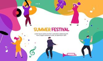 Colorful summer festival illustration with dancers vector