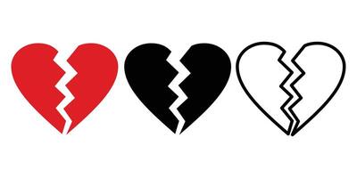 broken heart flat icon collection vector