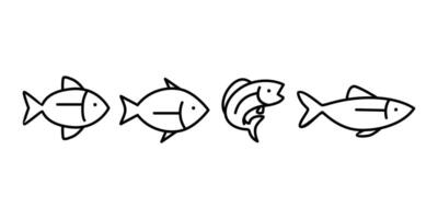 simple line fish icon collection vector