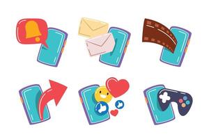 Mobile phone icons for communication and entertainment vector