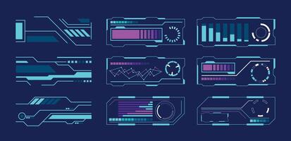 Futuristic UI elements in various designs vector