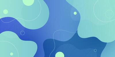 Abstract bright colorful blue gradient green fluid liquid background. Trendy shapes wave pattern design with lines. vector