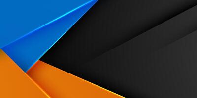 Abstract overlap triangle pattern background. Orange and blue dynamic color pattern on dark background with lights. vector