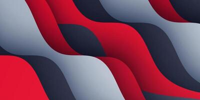 Abstract overlap wave pattern background. Realistic gray and red wave fluid papercut design. vector