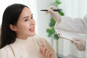 Cosmetic surgery advice about surgery face. beauty asian smile and happy after surgery, skin whitening injection, filler injection, Skin reface, skincare. photo