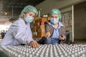 Business owner of food beverages and quality team inspection about quality control food or beverages before send product to the customer. Quality control or assurance, Good standard photo