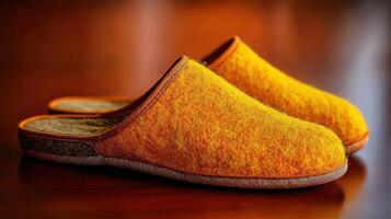 Cozy Orange Wool Slippers photo