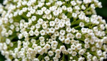 close up view of a cluster of small white baby's breath flowers creating a soft and airy texture. photo