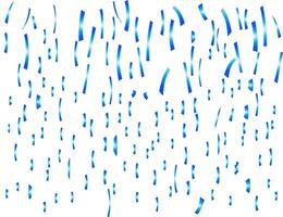 Blue Metallic Confetti Falling on White Background. vector