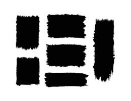 Set of Six Abstract Grunge Brush Strokes on White Background. vector