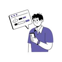 Coding on Phone Illustration. EPS 10 File vector