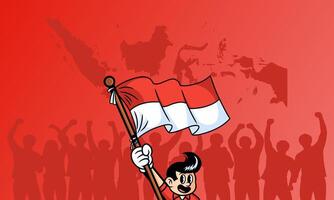happy indonesian independence day august 17with copy space area.suitable for banner,greeting card,or poster.indonesian background theme. vector