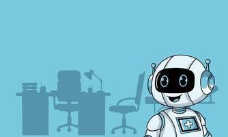 Medical robot with office background, Doctor's Day graphic. vector