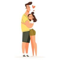 Couple hugging with hearts illustration vector