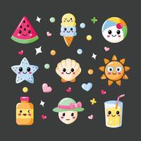 Kawaii Summer Splash Icon Set Solid Edition vector