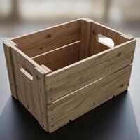 A wooden crate sitting on a table photo