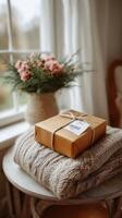 A large package is on the table. photo
