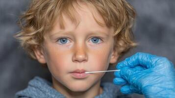 Medical hand taking a DNA test to a kid. 4 photo