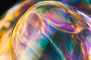 Iridescent Soap Bubble with Vibrant Colors and Abstract Reflections photo
