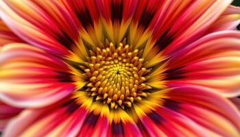 close up view of gazania petals with striped flame patterns in intense warm hues. photo