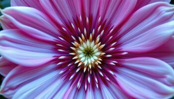 close up view of an ice plant flower, its radiant magenta petals surrounding a white center. photo