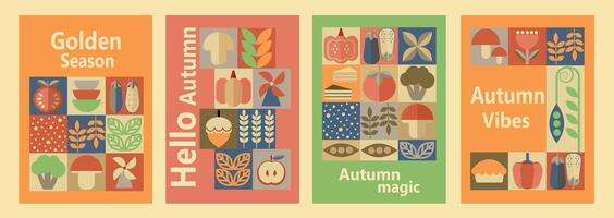 Autumn themed art collage with leaves vector