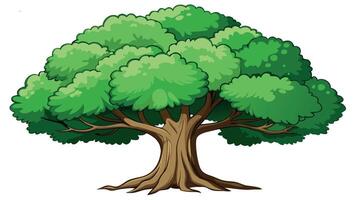 Beautiful cartoon tree with a vibrant green crown and strong roots vector
