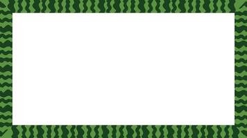 Rectangular watermelon rind frame border with green striped pattern vector