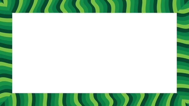 Watermelon rind striped frame border with abstract green pattern on transparent background vector