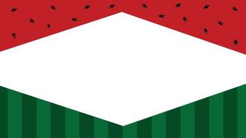 Minimal watermelon border background with pulp, black seeds, and striped rind isolated on a transparent background vector